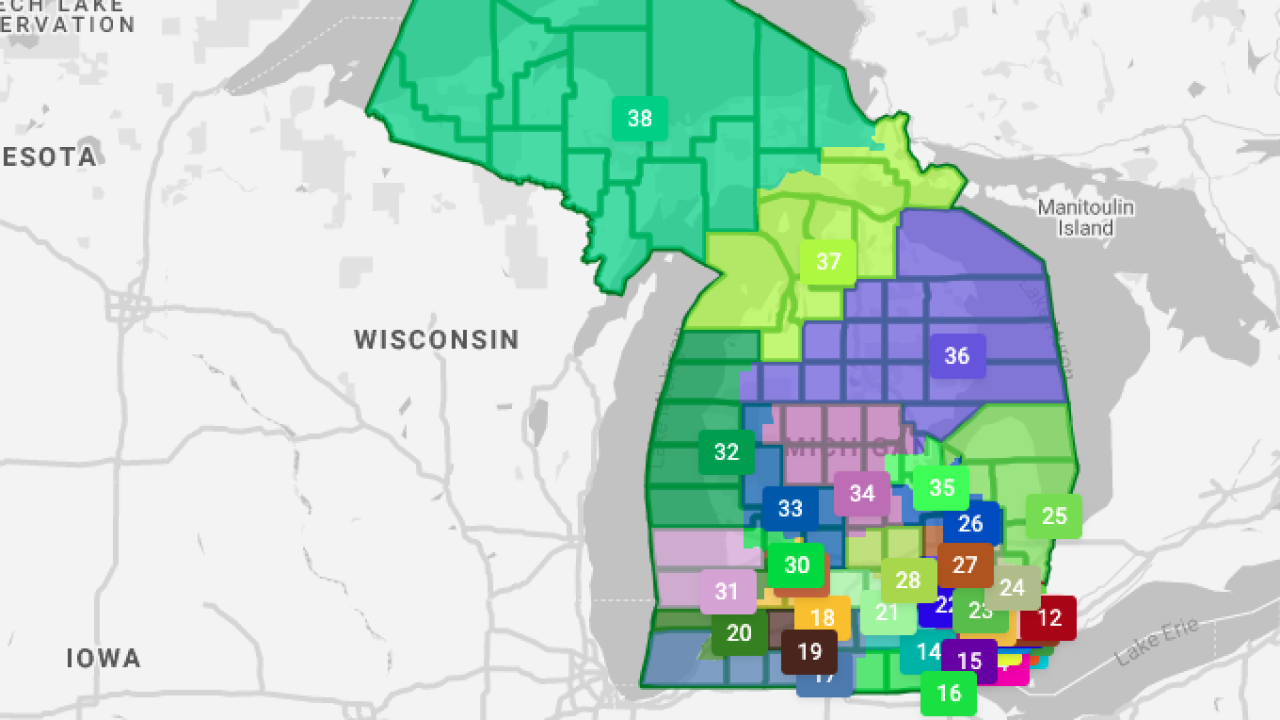 Map of Michigan congressional districts